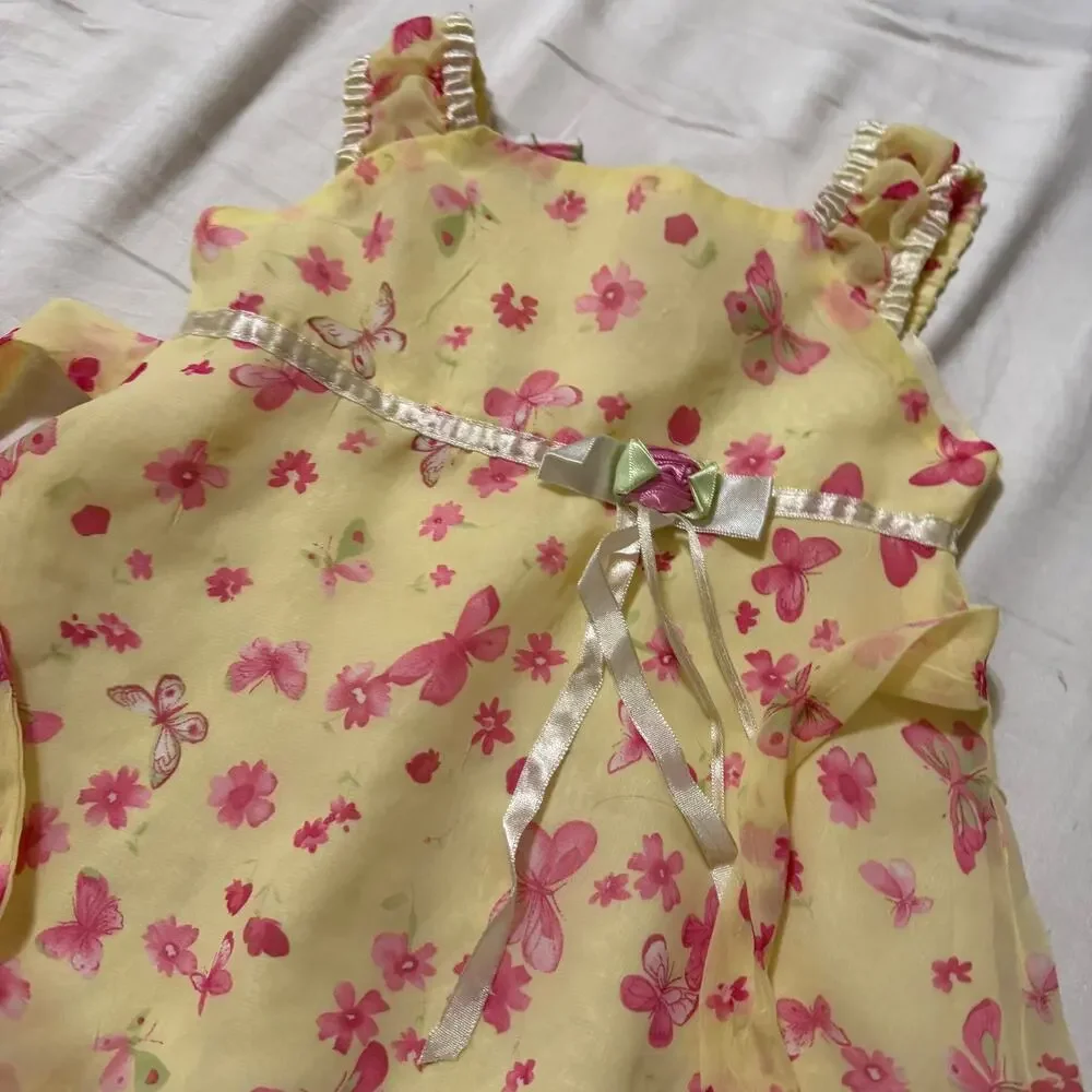 Little Lindsey Yellow Pink Butterfly Dress
